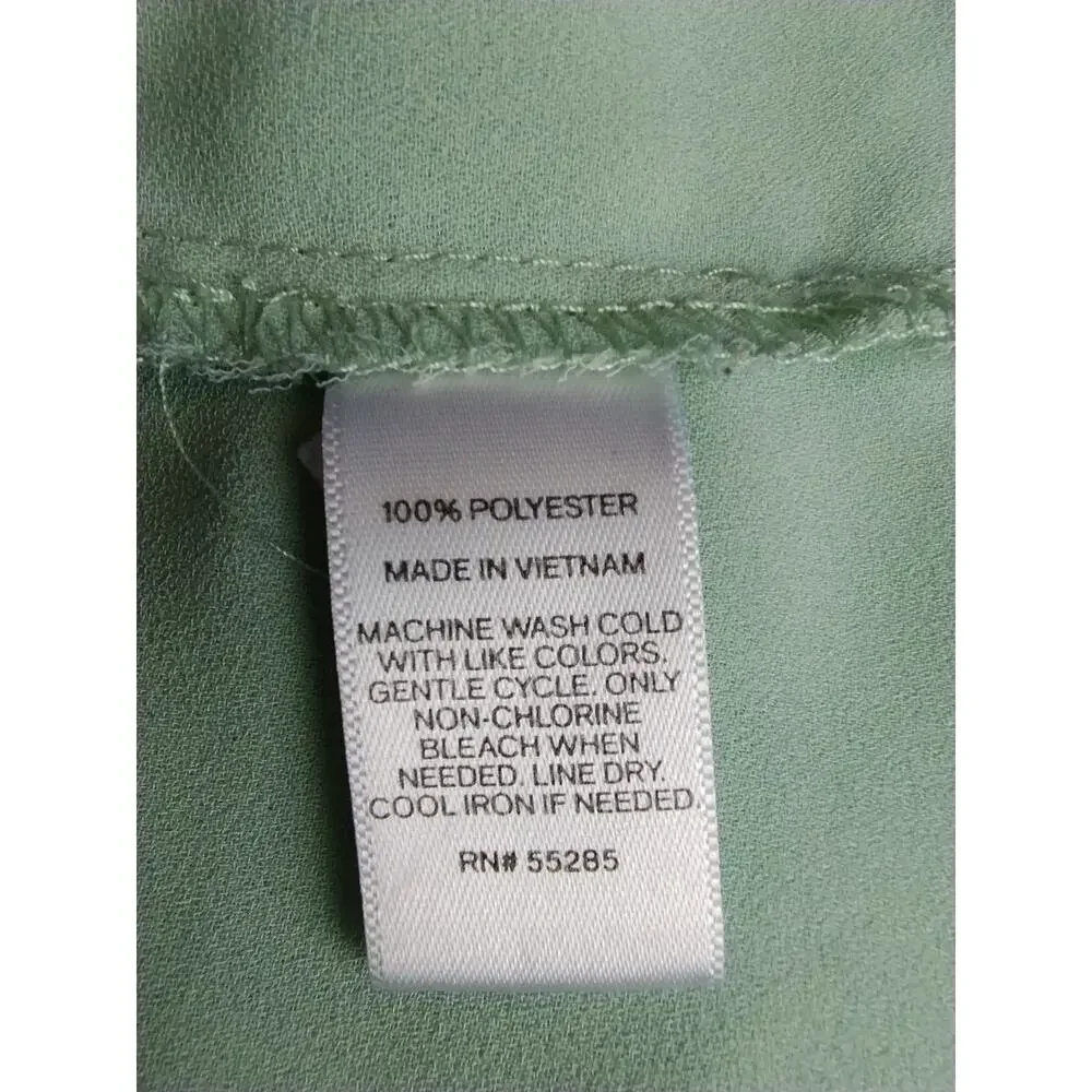 Express Sage Green Button Up Blouse Roll Tap Sleeve Lightweight Elevated Basic - Picture 8 of 8